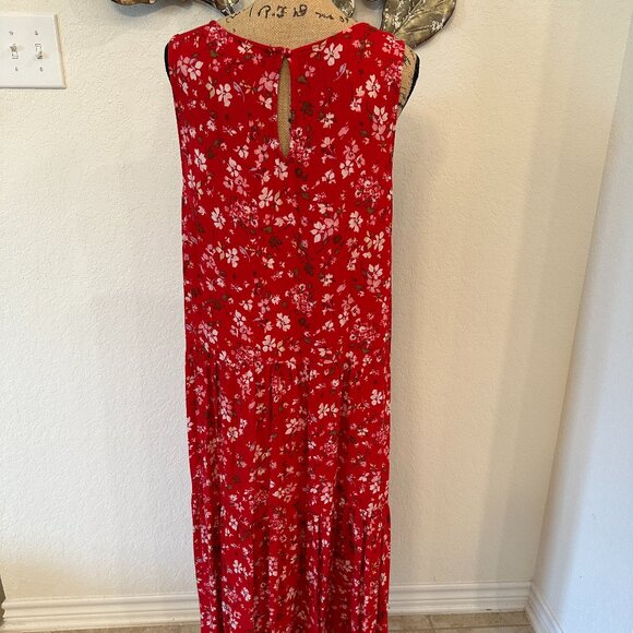 Time and Tru Red Floral Sleeveless Maxi Dress Size XL - Picture 6 of 8